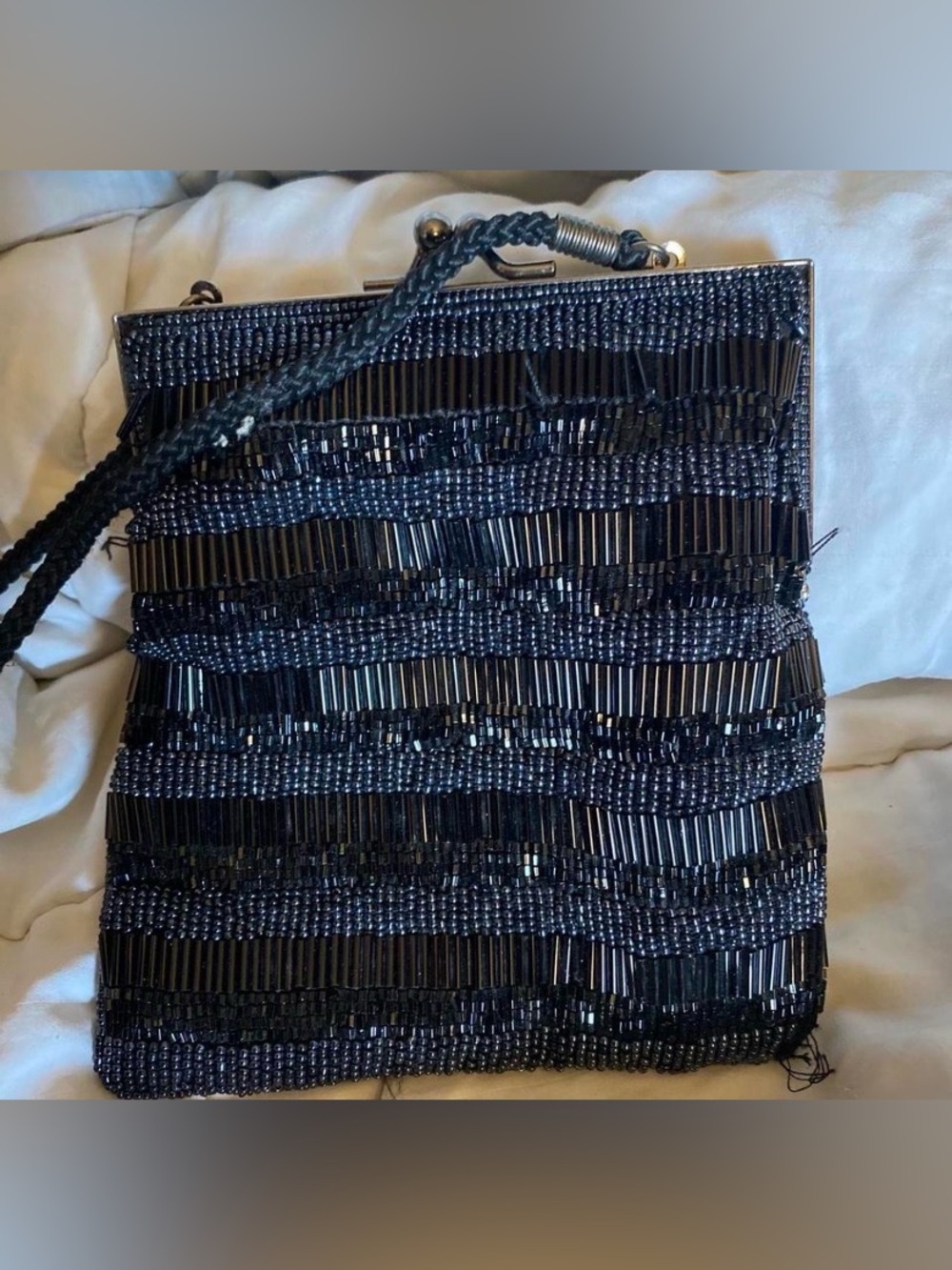Beaded Evening Clutch in Deep  Black